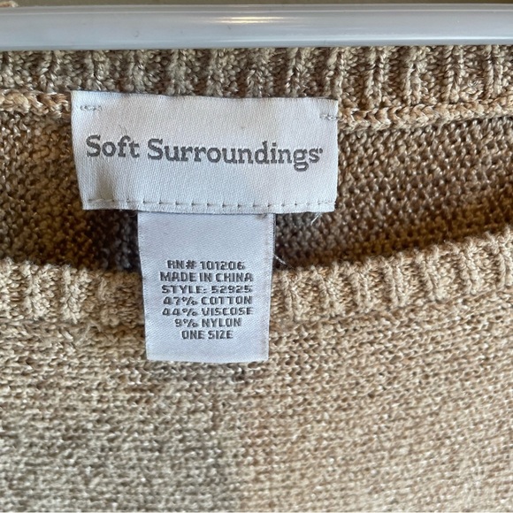 Soft Surroundings Tunic Womens Waffle Knit Pockets Tan One size - Picture 2 of 7